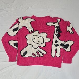 Vibrant Pink Animal Graphic Sweater